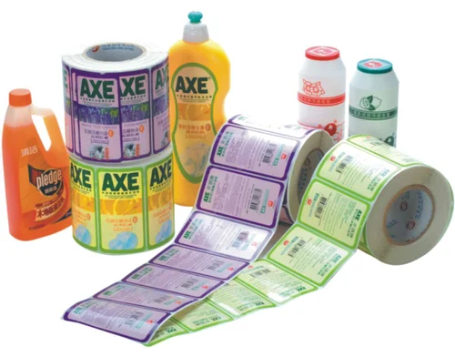 coloreful round roll of labels and also on different products.